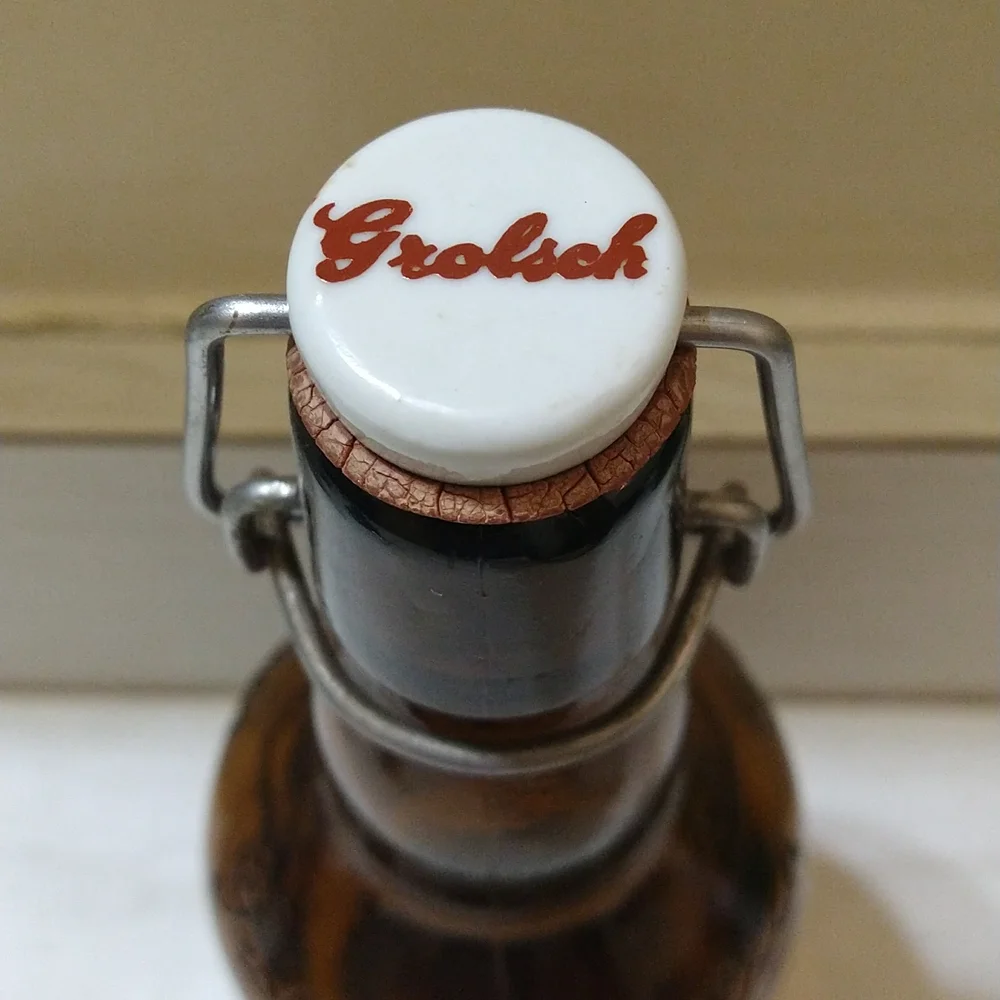 Vintage Empty Porcelain Cork Swing Top Grolsch Lager Beer Bottle